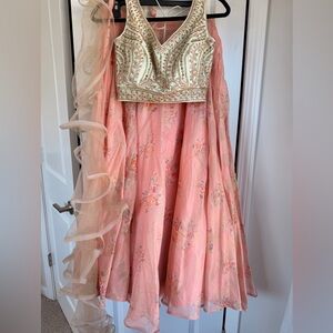 Elegant Pink Floral Lengha Set